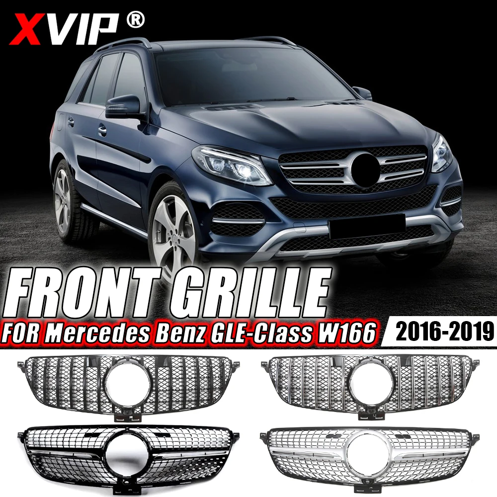 

Передняя хромированная решетка XVIP для бампера Mercedes Benz GLE W166 GLE350 GLE400 GLE450 GLE500 2016-19, верхняя решетка