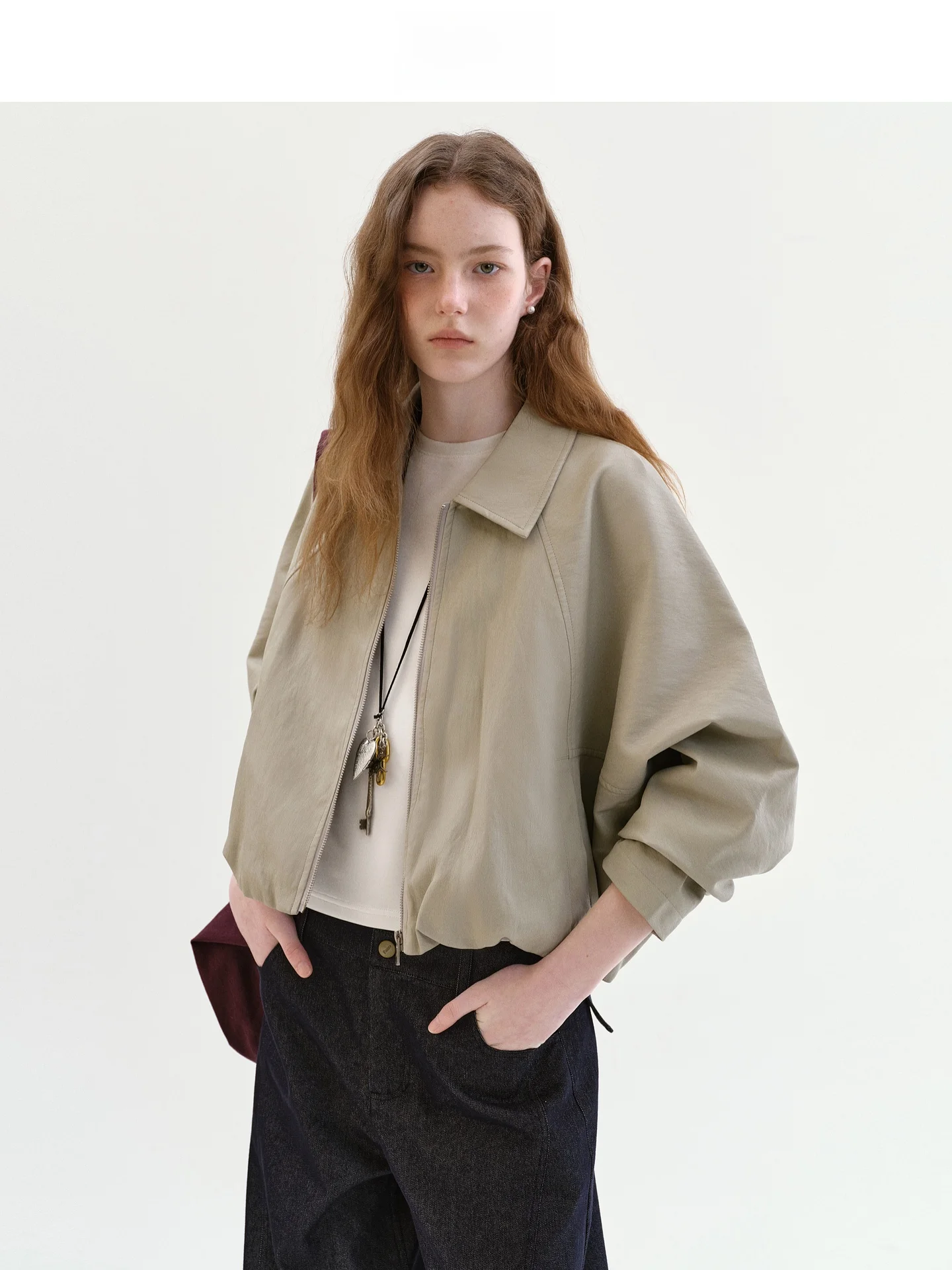 파노 2026년 봄 여성용 루즈핏 가죽 재킷 캐주얼 플립 칼라 플로럴 헴 숏 아우터웨어 카키 컬러 블록 심플 스타일