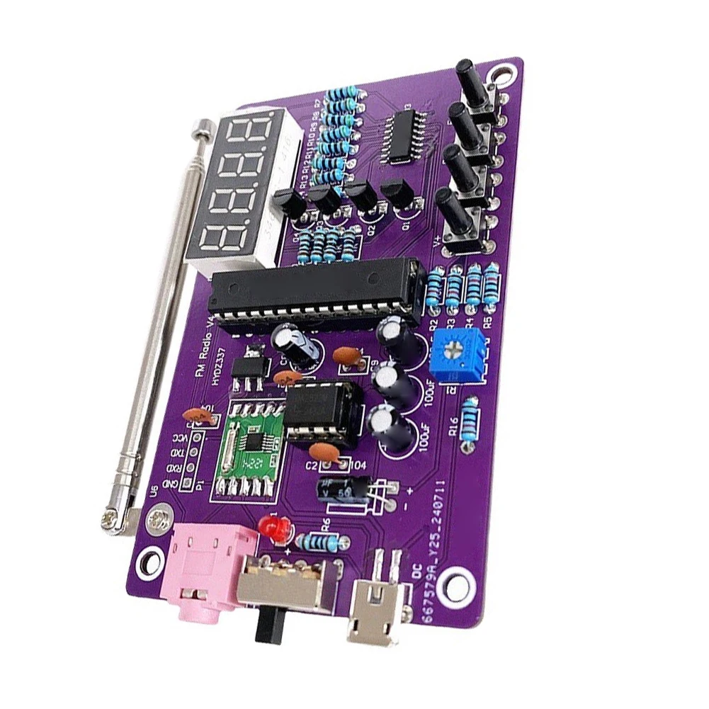 RDA5807S FM Radio Kit Radio Assembly Kit FM Digital Tube Display Teaching Electronics DIY Production Microcontroller Welding Par