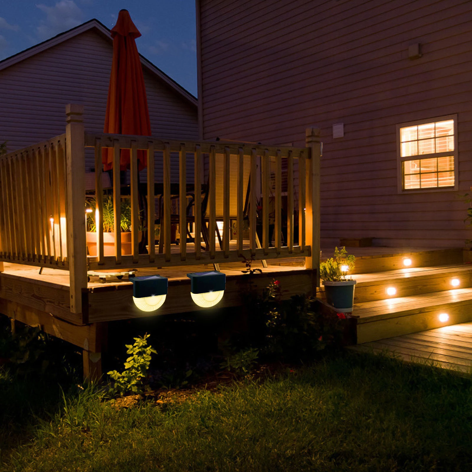 4 قطعة تعمل بالطاقة الشمسية في الهواء الطلق وحدة إضاءة LED جداريّة ضوء مقاوم للماء مصباح الحديقة لممر سطح الممر فناء مسار سياج الإضاءة ديكور #6