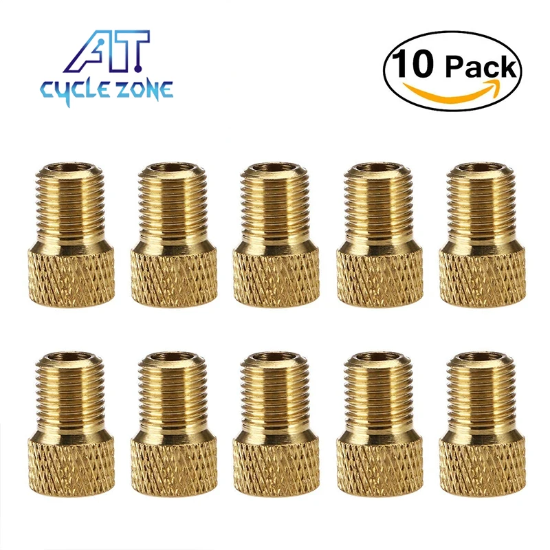 10pcs Brass Bicycle Bike Valve Converter Presta to Schrader Valve Adapter Cap Dust Cover Pump Connector Tire Tube Air Nozzle