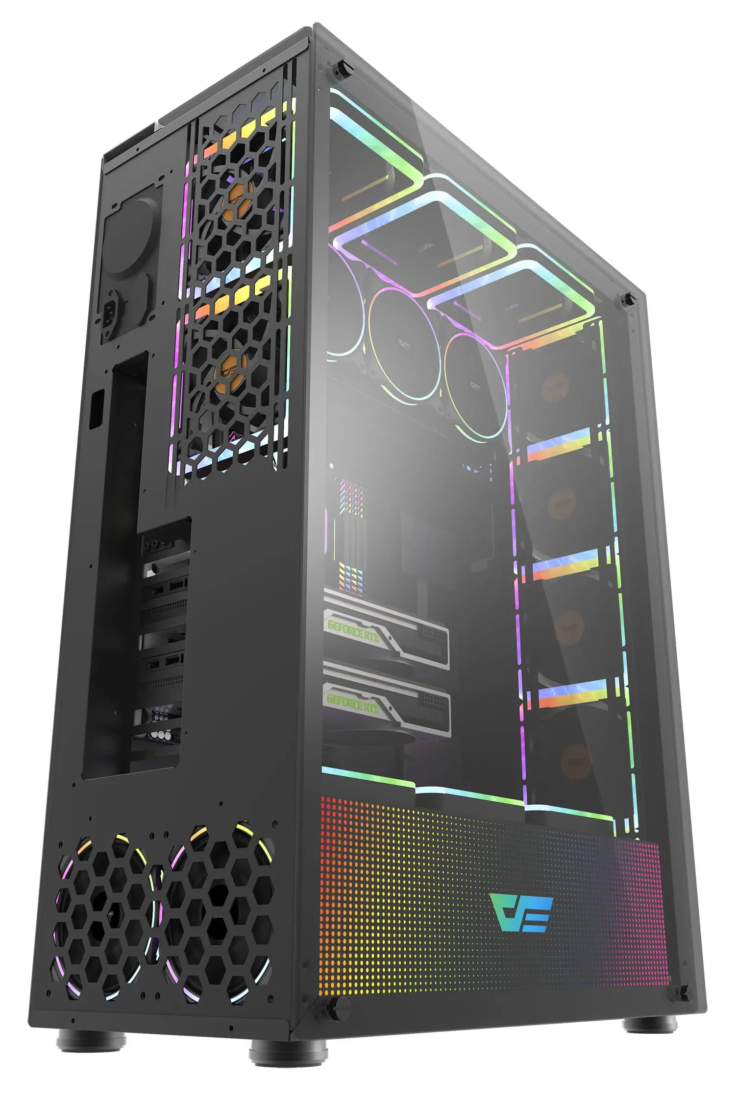 حافظة كمبيوتر ألعاب الكمبيوتر الزجاجية Darkflash Big ATX Home Office Business Gaming Mid Tower تدعم 120 تبريد المياه وOEM #5