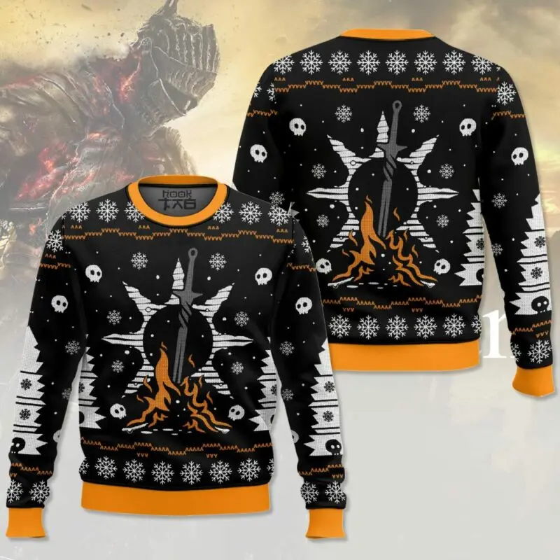 

Bonfires Dark Souls Ugly Christmas Sweater Funny Holiday Party Pullover Warm Cozy Oversized Sweater Mens Womens Xmas Gift 2025