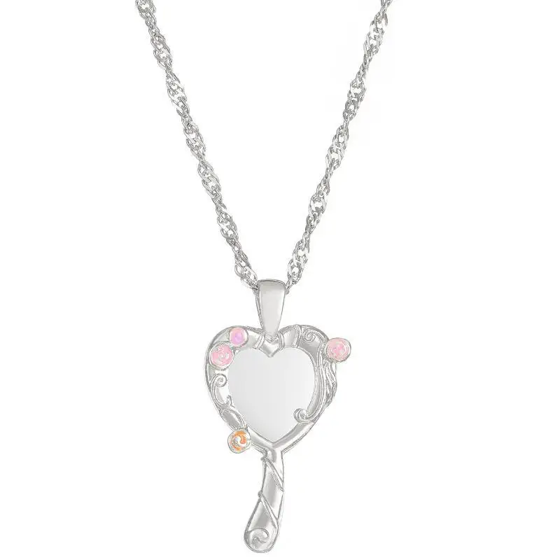 Versatile Heart Mirrored Pendant Necklace Lightweight Portable Clavicle Chain for Women Travel Outfit Matching