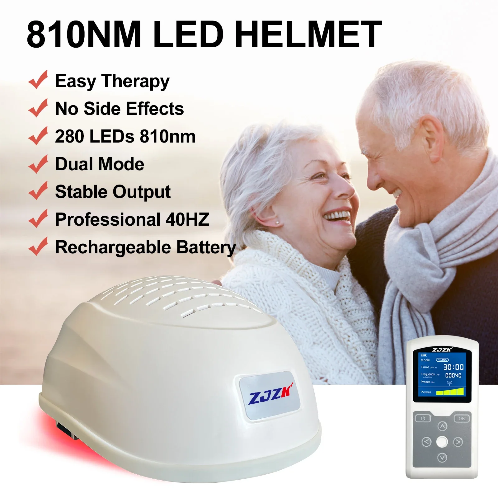 

2024 New ZJZK Professional Medical Devices Neurofeedback 810nm 1070nm Photobiomodulation Helmet for Parkinson's Disease