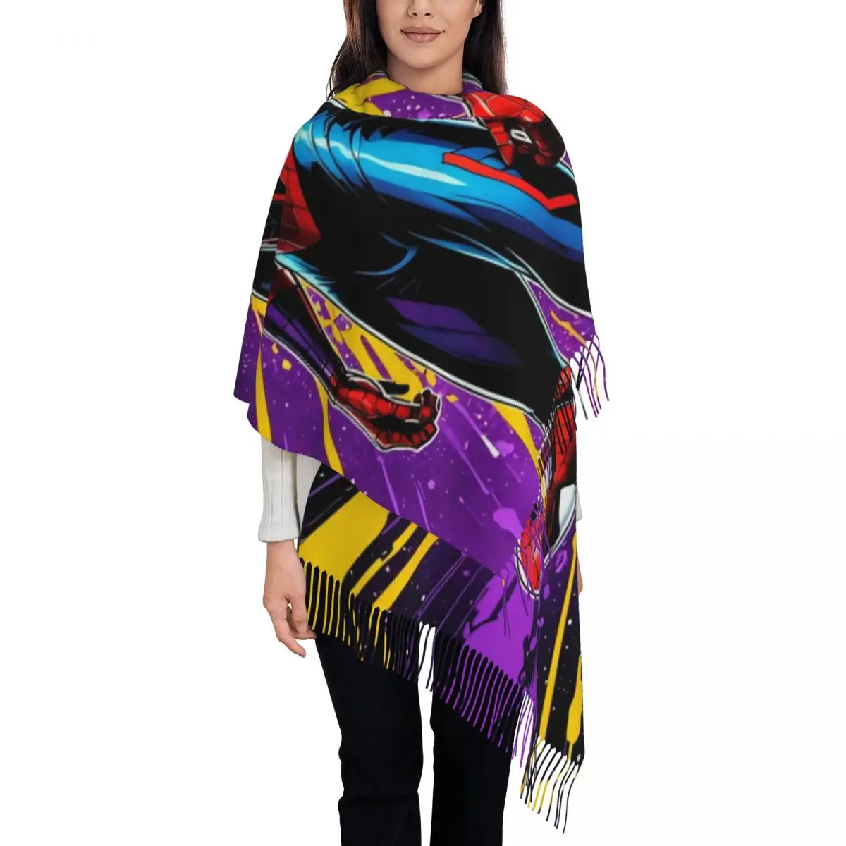 

Шарф супергероя с принтом Человека-паука из мультфильма для мужчин и женщин, зимние теплые шарфы, шаль, накидка