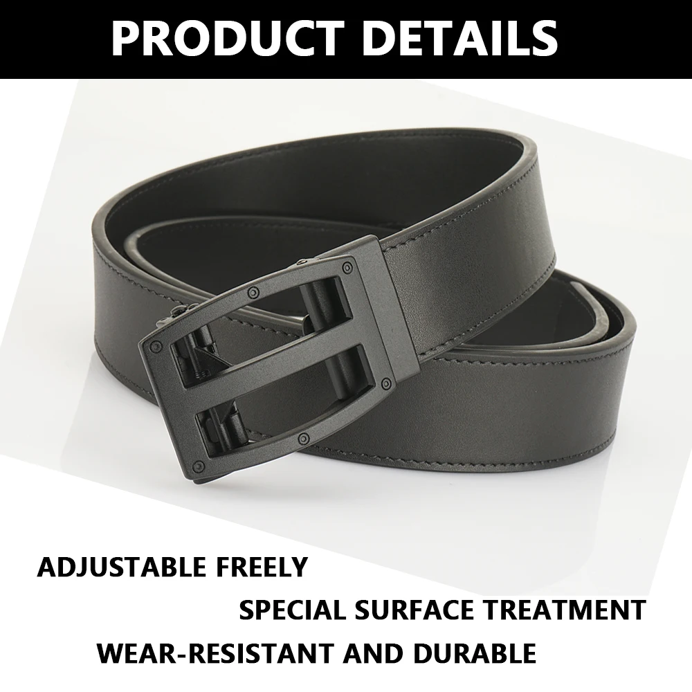 TUSHI جديد حزام رجالي التلقائي جلد طبيعي حزام فاخر من الرجال الذكور المعادن التلقائي مشبك مصمم حزام خصر عالي الجودة #4
