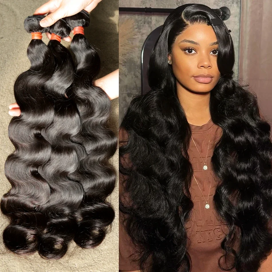 Body Wave Brazilian Human Hair Weave Bundles 30 36 inches Water Wave Raw Virgin Remy Doule Drawn Wholesale Natural Tissage