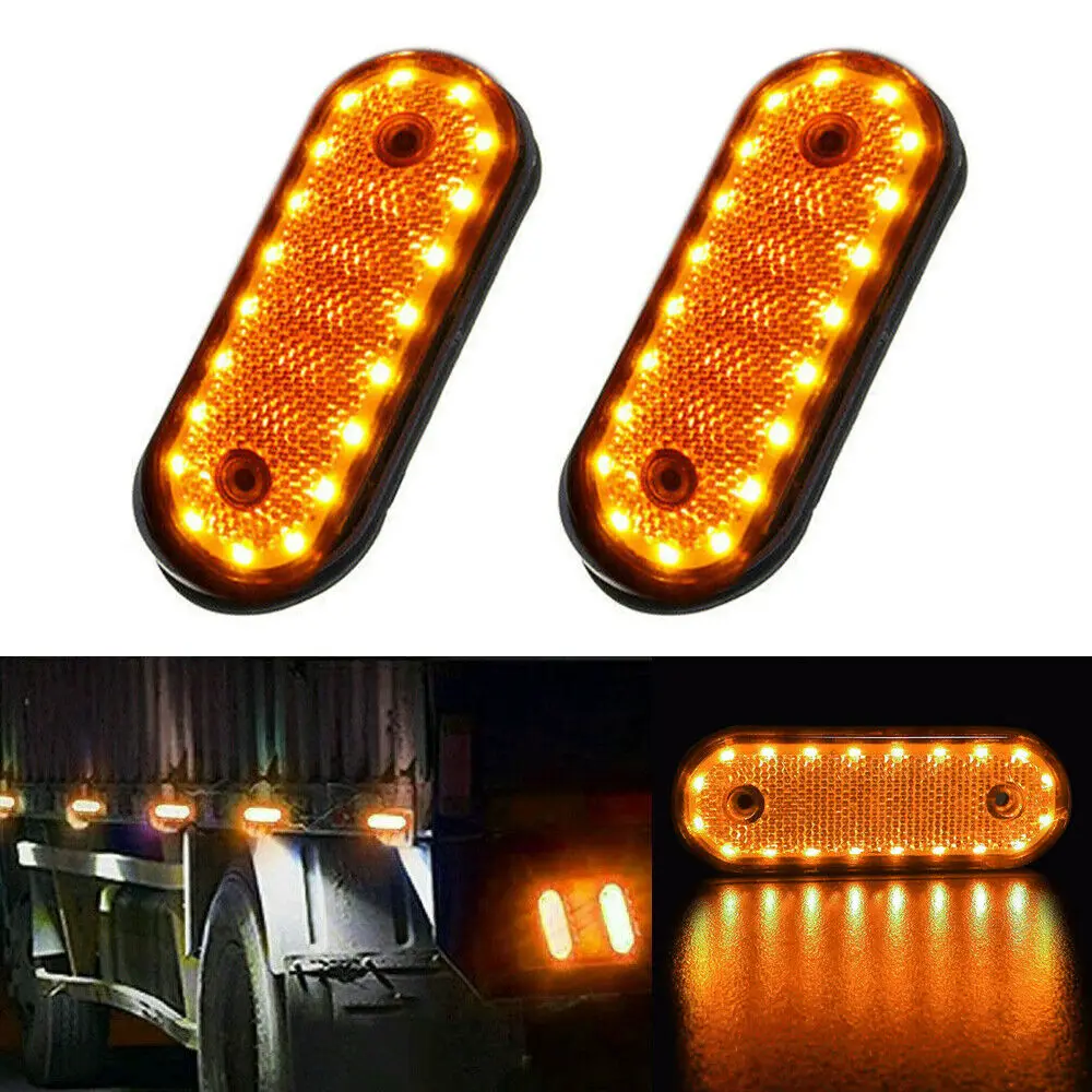 2X Amber 20LED Side Marker Indicator Light Lamp Caravan Truck Trailer Lorry LED Clearance Lights Trailer LED Marker Lights 24V