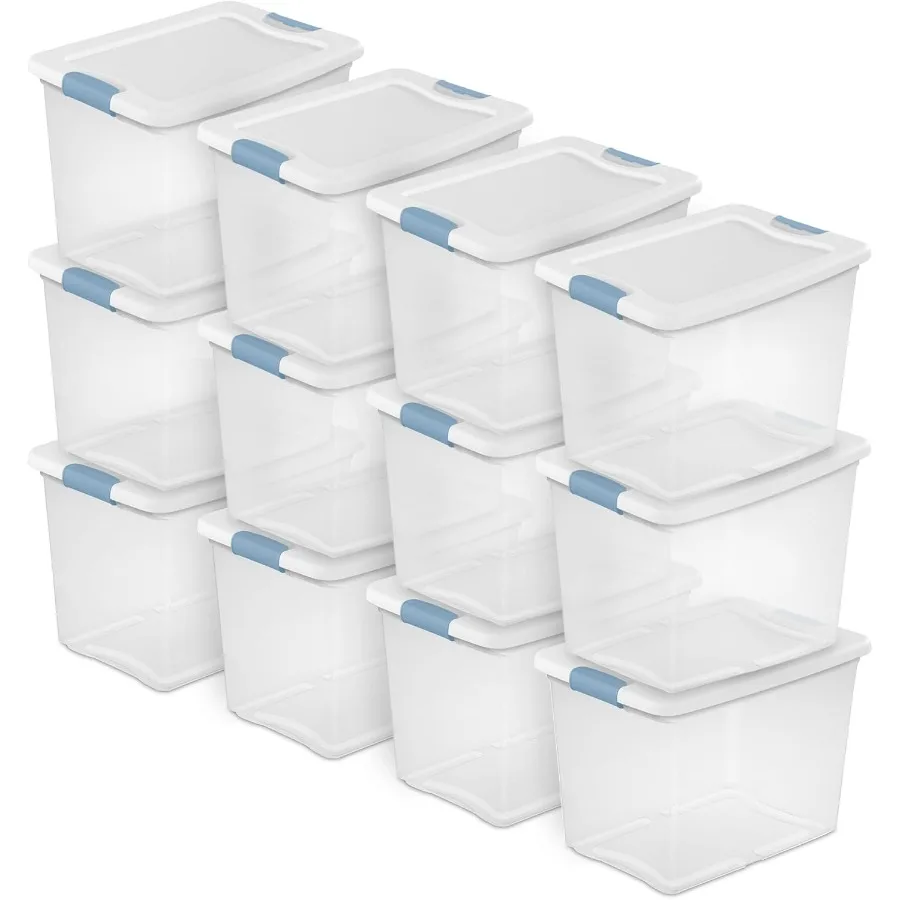 

12Pack Latching Box Under Bed Storage Bins with Lids Clear Plastic 25 Quart HeavyDuty Organizing Containers for Closet Bathroom