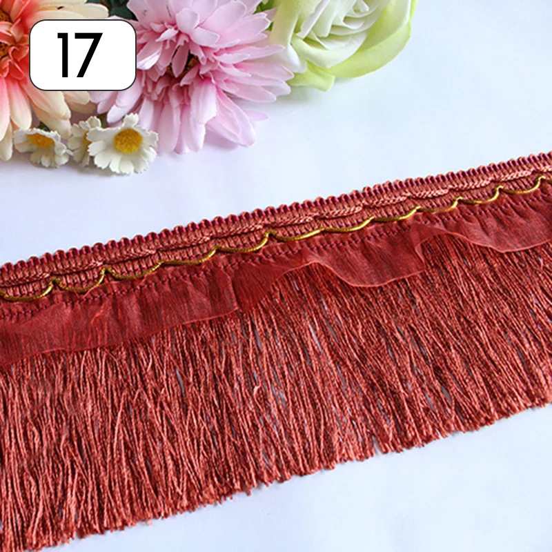 Wholesale 12M Long Fringe Polyester Yarn Gold Thread Tassel Lace Trim Ribbon Sew Latin Dress Garment Curtain DIY Accessories