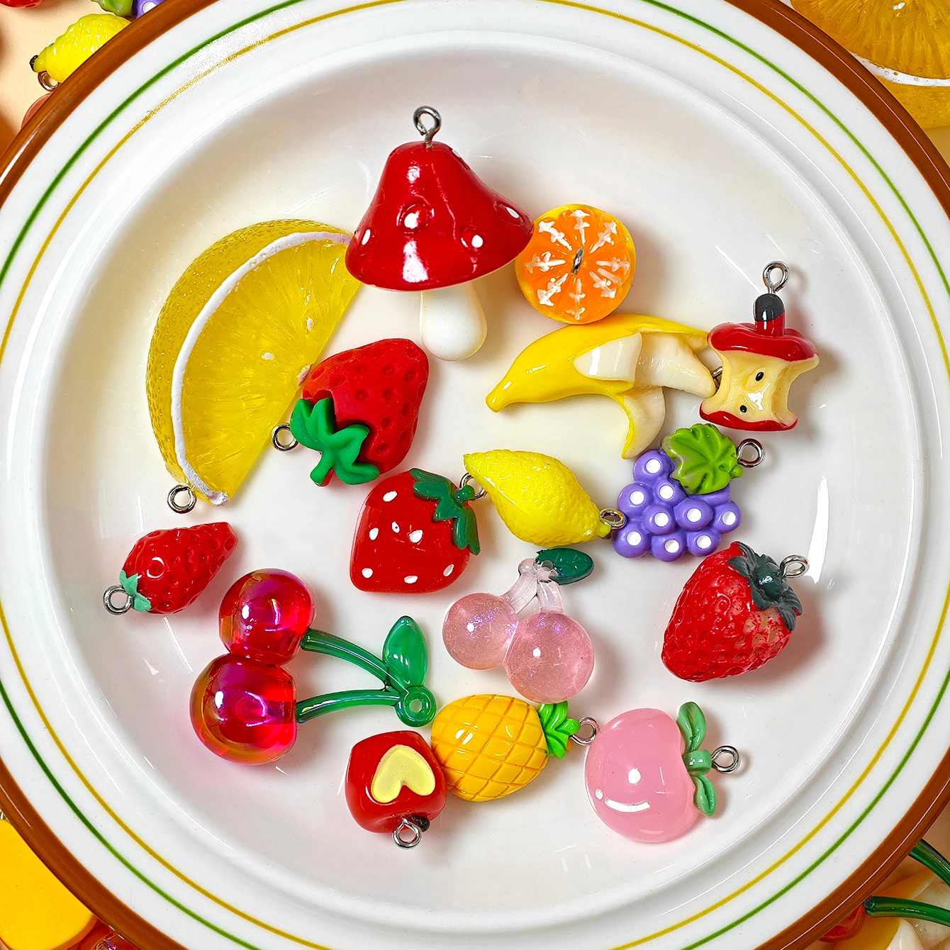 Dopamine Mixed Creative Simulated Fruit & Food Resin Pendants DIY Earrings Necklaces Keychains Phone Chains Jewelry Accessories