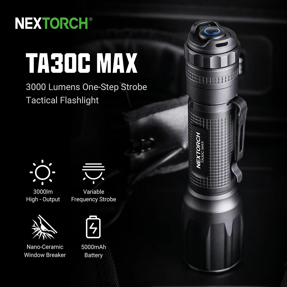 NEXTORCH-linterna táctica de 3000 lúmenes, linterna LED recargable por USB, linterna de bolsillo ultrabrillante para policía