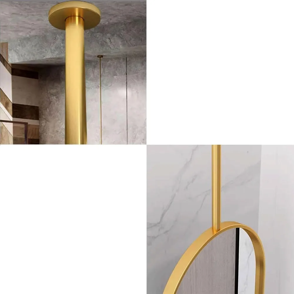 Ovaler goldfarbener Galgenspiegel mit hängendem Design für Decken- und Wandmontage im Flur und Badezimmer (40 x 80 cm)