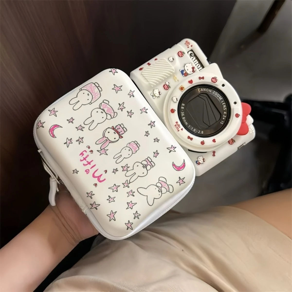 Kawaii Miffy Graffiti Ccd Camera Bag Large Capacity Anti‑shock Portable Protective Digital Storage Pouch Cartoon 2026 New Style