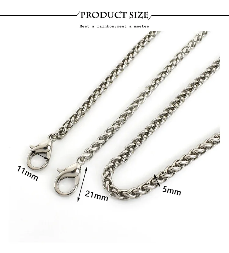 2Pcs 100/120cm Metal Chain Buckles Bag Strap Handbag Chains Replace Purse Handle Shoulder Decor Adjust Hook Hardware Accessories