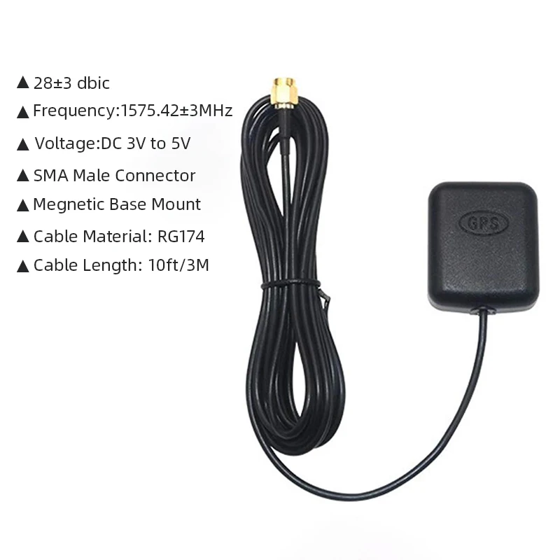 50 قطعة هوائي GPS نشط مقاوم للماء هوائي GPS نشط مع موصل SMA ذكر 28dB كسب ، 3-5VDC هوائي GPS المغناطيسي