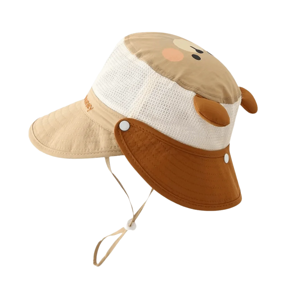 

Quick-dry Cartoon Animal Bucket Hat Mesh Detachable Summer Kid Sunhat Shading Hat Letter Embroidery Children's Fisherman Hat Boy