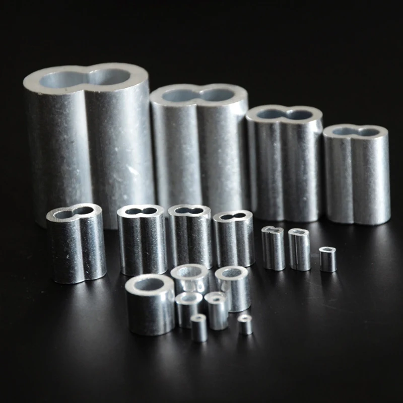 Collare di rivestimento in alluminio M1.0 M1.2 M1.5 M2 M3 M5 M6 M8 fascette fermacavo a fune metallica Crimp Stell Chuck Jacket 8-Shaped Double Hole