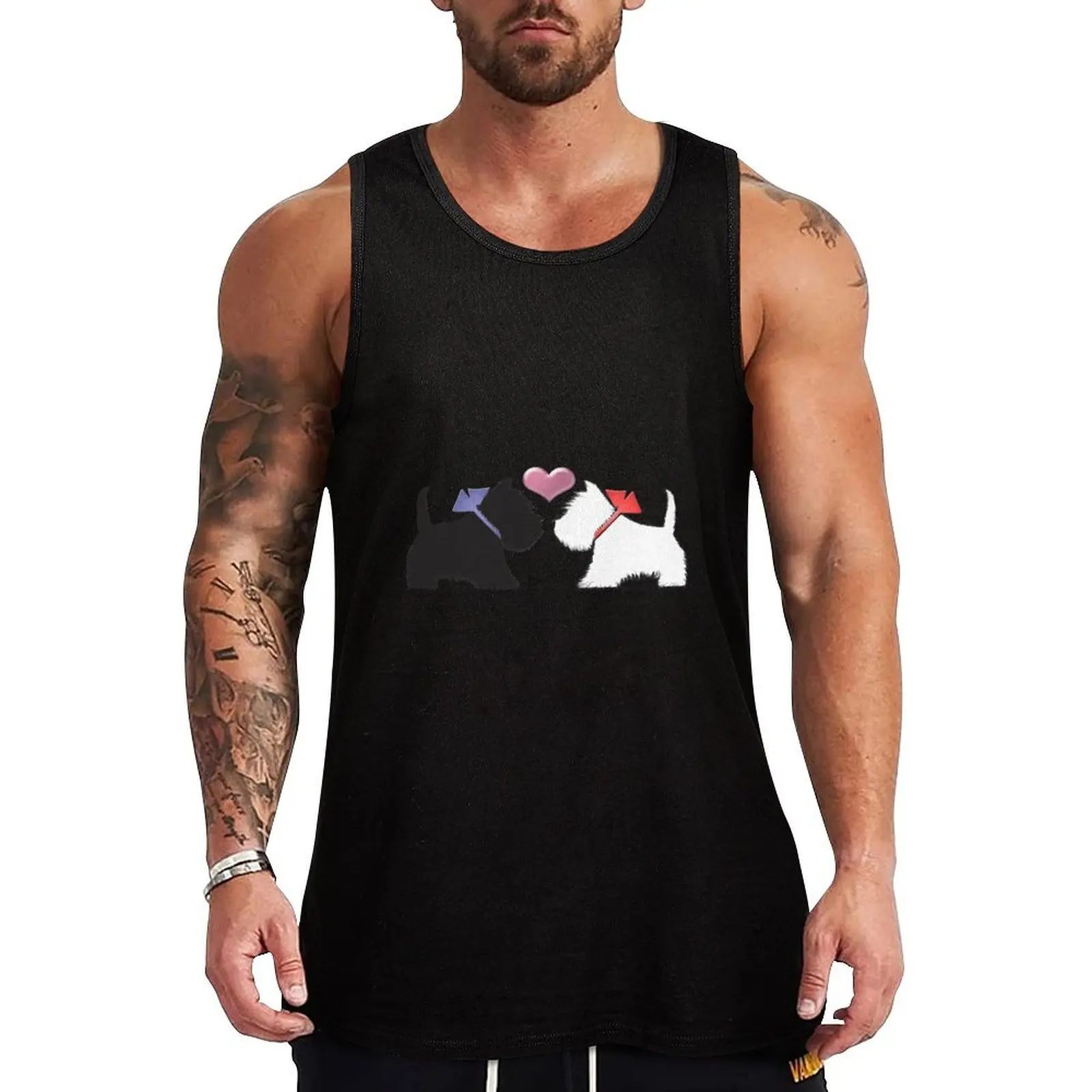 Westie Dog and Scotty Dog Art Tank Top Casual Graphic Tank Top Print Design Sleeveless Top