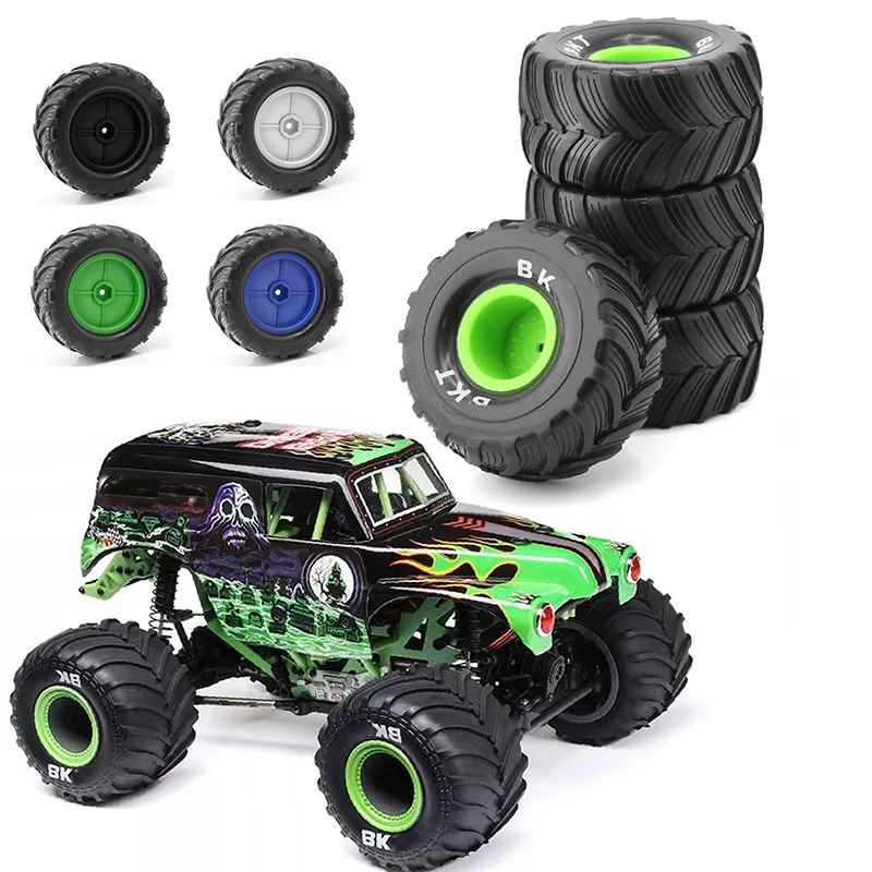

4PCS Hard Plastic Wheels Rims 12mm Hex 1/10 Rubber Buggy Off Road Tyres OD 100mm for 1/16 1/12 1/14 Scale Truck RC Car W167