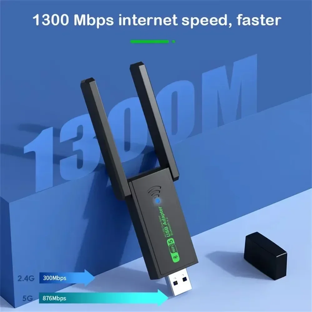 

1300Mbps USB 3.0 WiFi Adapter Wireless Receiver Transmitter Bluetooth 4.2 Network Card Dual Band 2.4G/5GHz For Desktop Laptop PC
