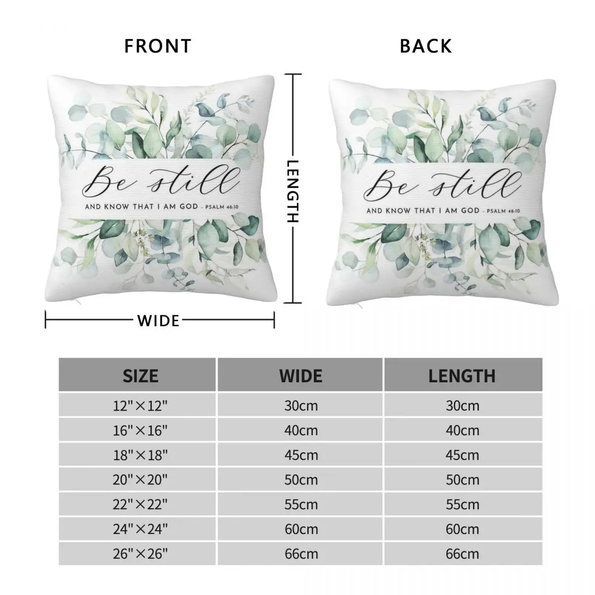 Be Still Psalm 46:10 Bible Verse Square Pillowcase Polyester Linen Velvet Creative Zip Throw Pillow Case Car Cushion Cover 18