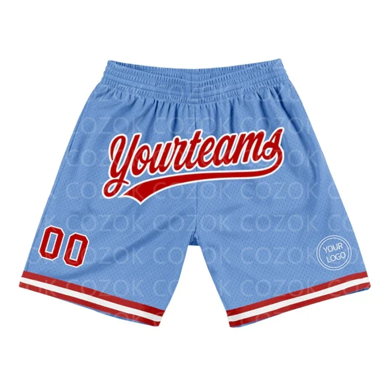 

Custom Blue Red Cololur Authentic Basketball Shorts 3D Printed Men Shorts Your Name Mumber Quick Drying Beach Shorts