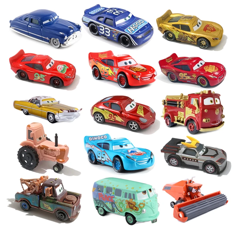Coches de Aleación Disney: Doc Hudson, Sally, Mater, Lightning McQueen - Modelo de Anime a Escala 1:55, Fundición a Presión de Metal, Juguetes de Carreras, Regalos de Cumpleaños para Niños