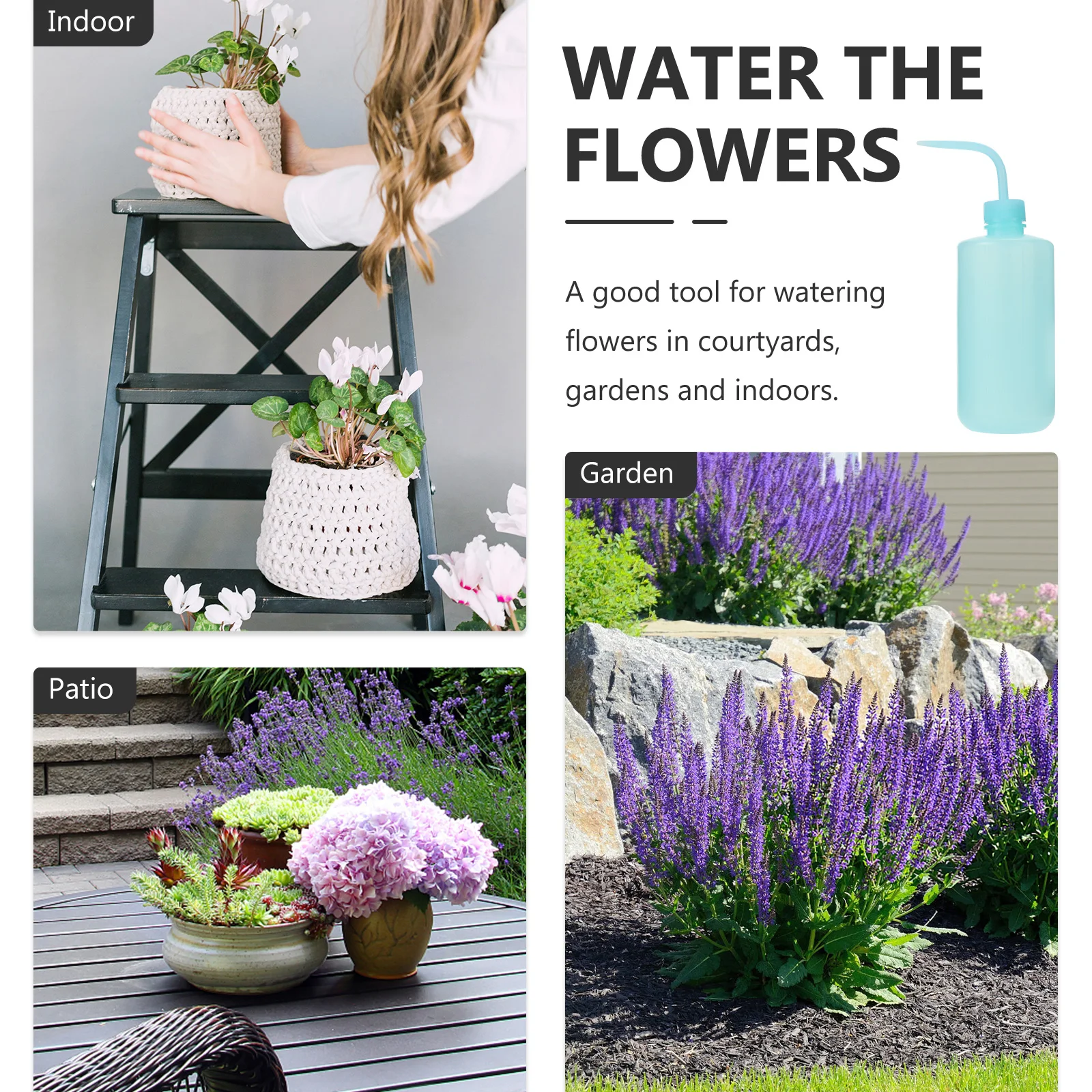 

2pcs Plastic Watering Can Portable Garden Kettle Lightweight Squeeze Bottle Curved Nozzle for Plants