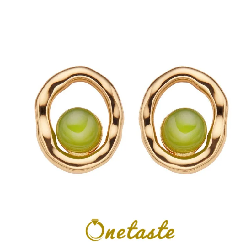 

925 Sterling Silver Circle Pearl Opal Jasper Larimar Tiger's Eye Stone Stud Earrings For Women Trendy Lightweight Small Earring