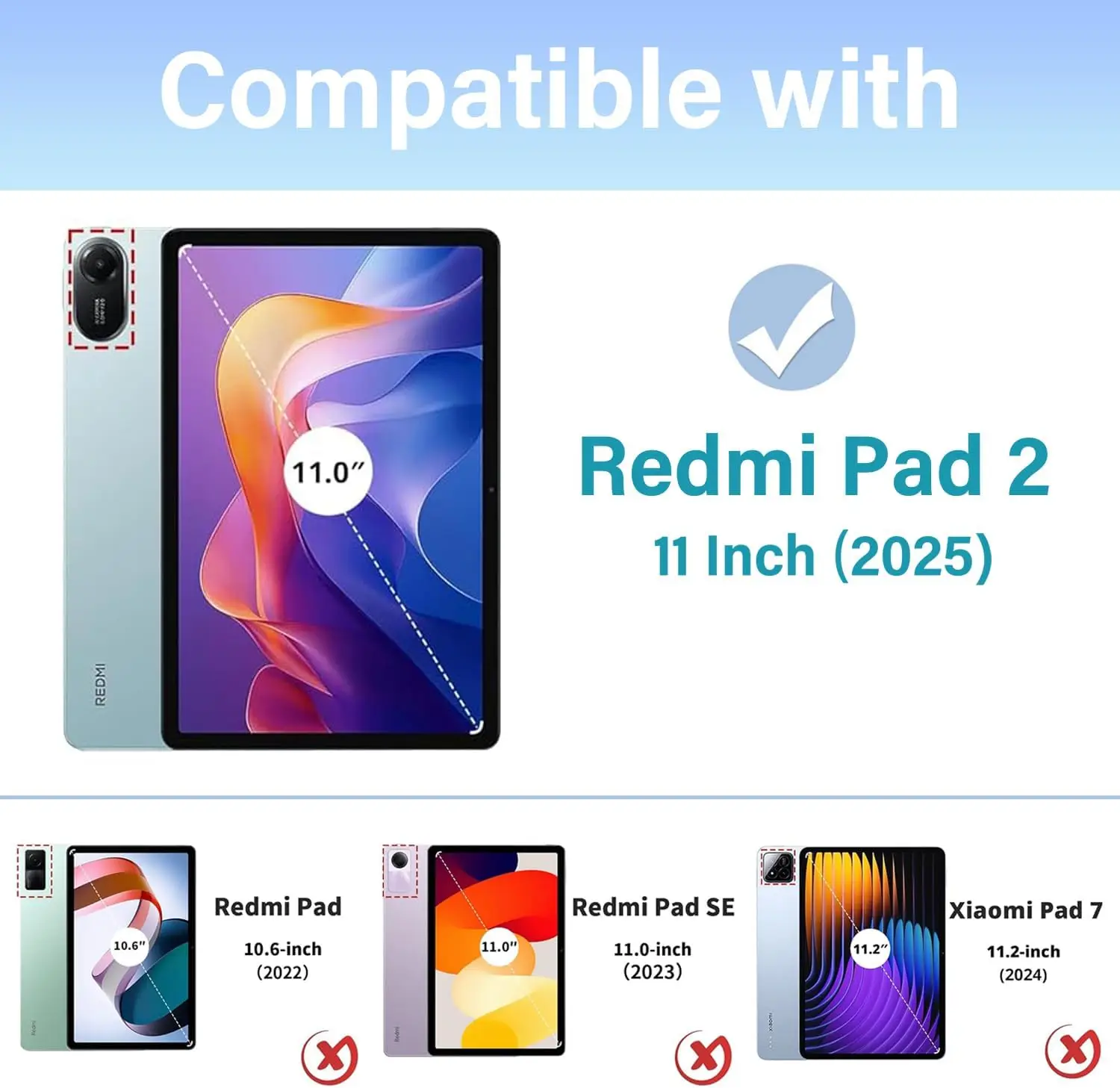 Tri-fold Flip Case For Xiaomi Redmi Pad 2 2025 11'' Magnetic Stand PU Leather Protective Cover Auto Sleep/Wake up