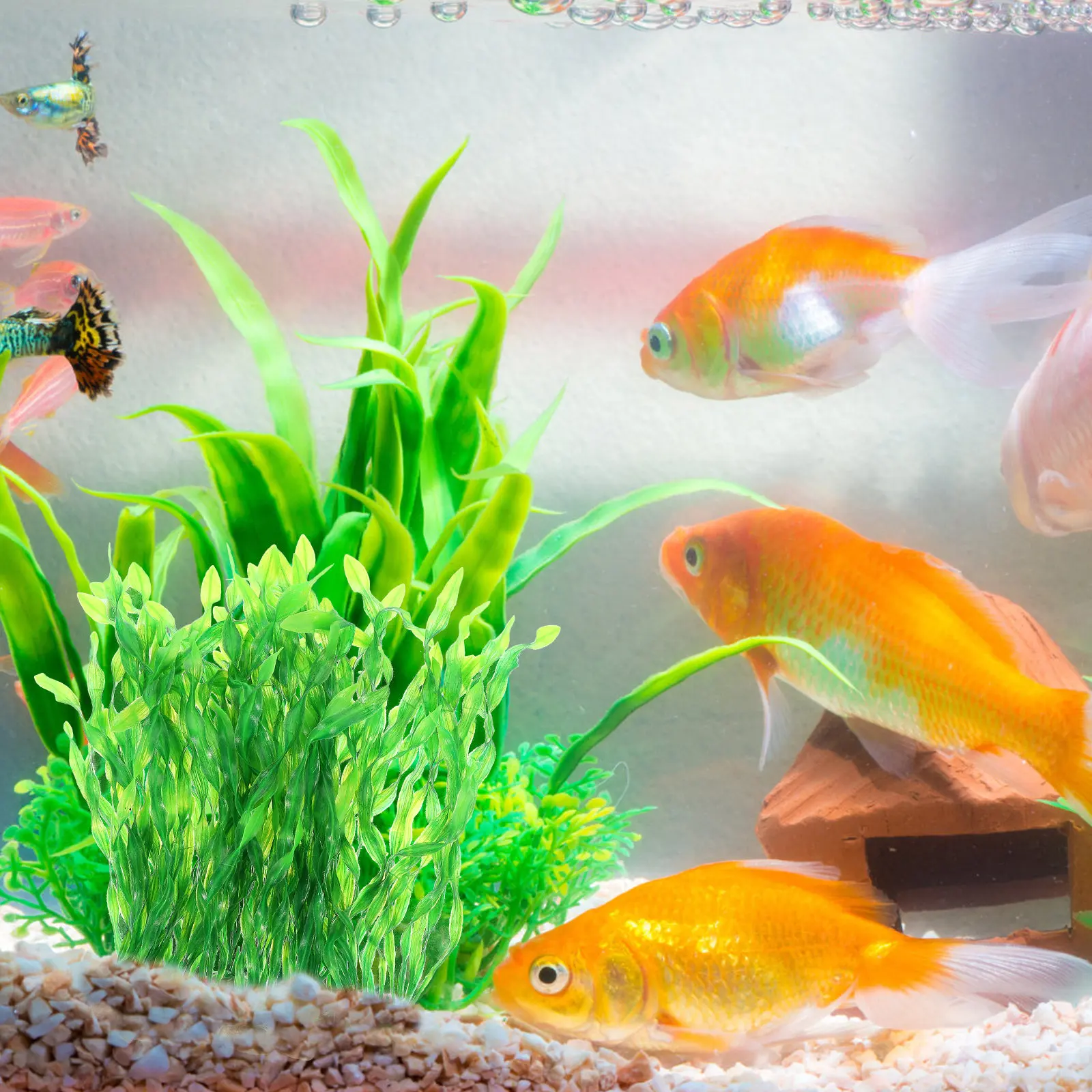 10個入り-精巧な造りの偽水草-水槽飾り-魚タンク飾り-樹脂製海苔草-水槽風景小物