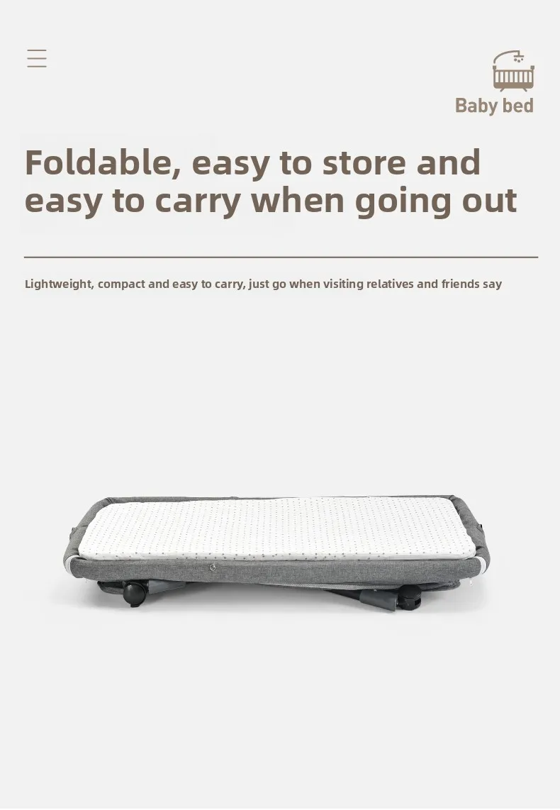 سرير أطفال محمول مع دعم مثلث سرير أطفال أساسيات لحديثي الولادة للنوم المهدئ مهد أطفال قوي متصل بسرير كبير سرير هزاز متحرك مع عجلات ناموسية سلة تخزين هزاز للأطفال #8