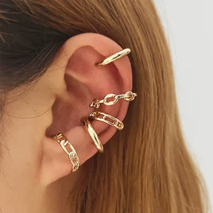 Chic Warna Emas Daun Manset Telinga Hitam Non-Tindik Telinga Klip Palsu Tulang Rawan Anting-Anting Klip Anting-Anting untuk Wanita Harian Perhiasan 10 anting peri penjualan terbaik - №