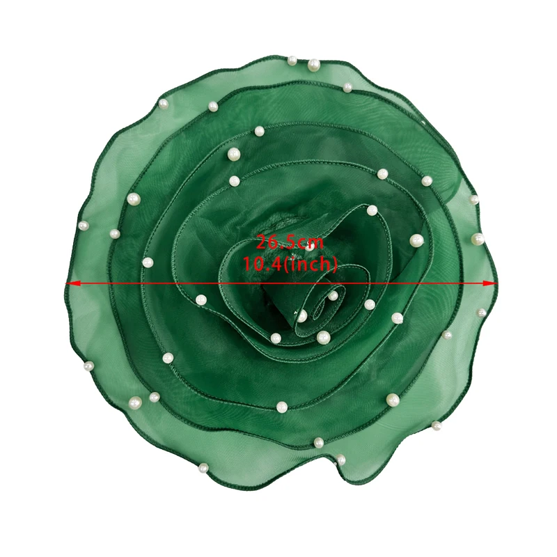 3D Organza Flower Applique with Pearls Handmade Rose Patch Clothing Dress Neck Decoration Artificial Corsage Accessories
