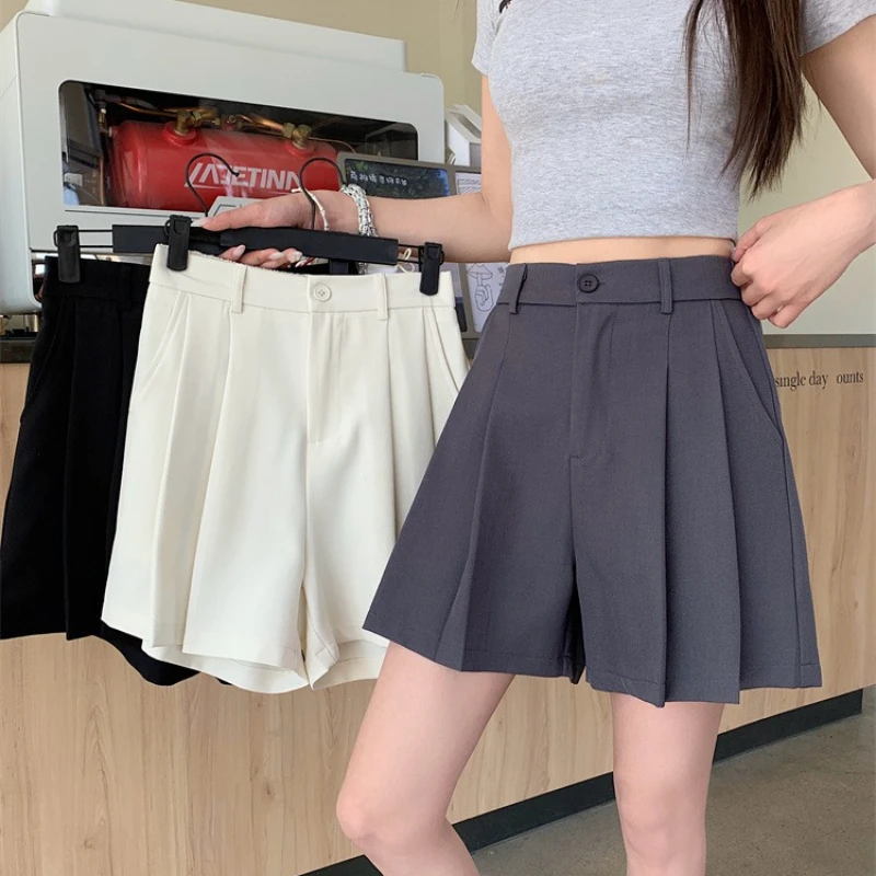 

Women's Plus Size Shorts Versatile High Waisted A-line Pleated Suit Shorts Women Summer Casual Comfortable Wide Leg Trousers