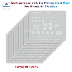 DIYPHONE 0.12mm BGA Reballing Stencil For iPhone X XS MAX XR 11 12 13 14 15 16 17 Pro Max CPU NAND Chip IC Steel Mesh Soldering