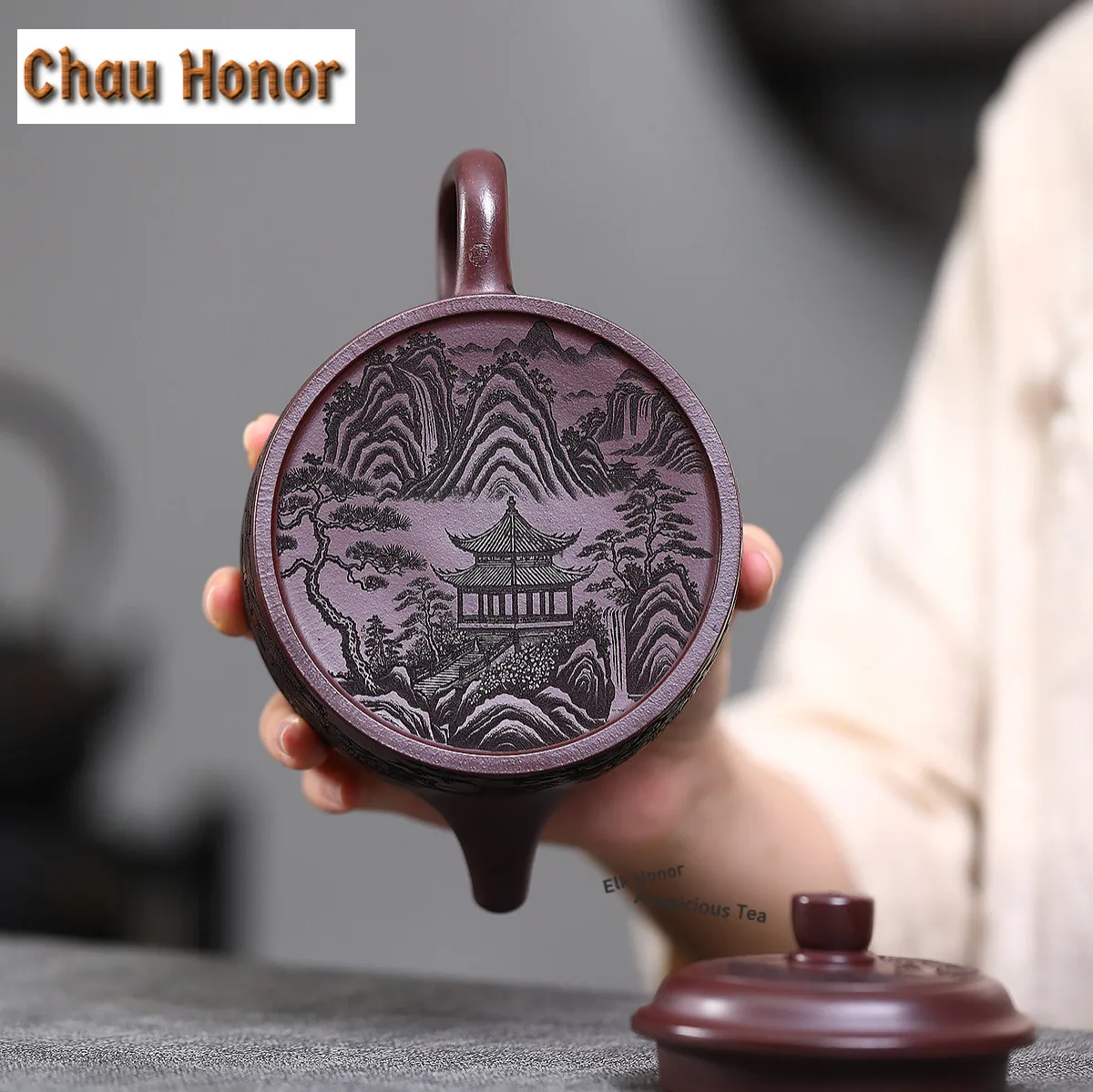 450ml Traditional Yixing Purple Clay Teapots Handmade De Zhong Pot Raw Ore Purple Mud Tea Infuser Kettle Zisha Tea Set Tea Items