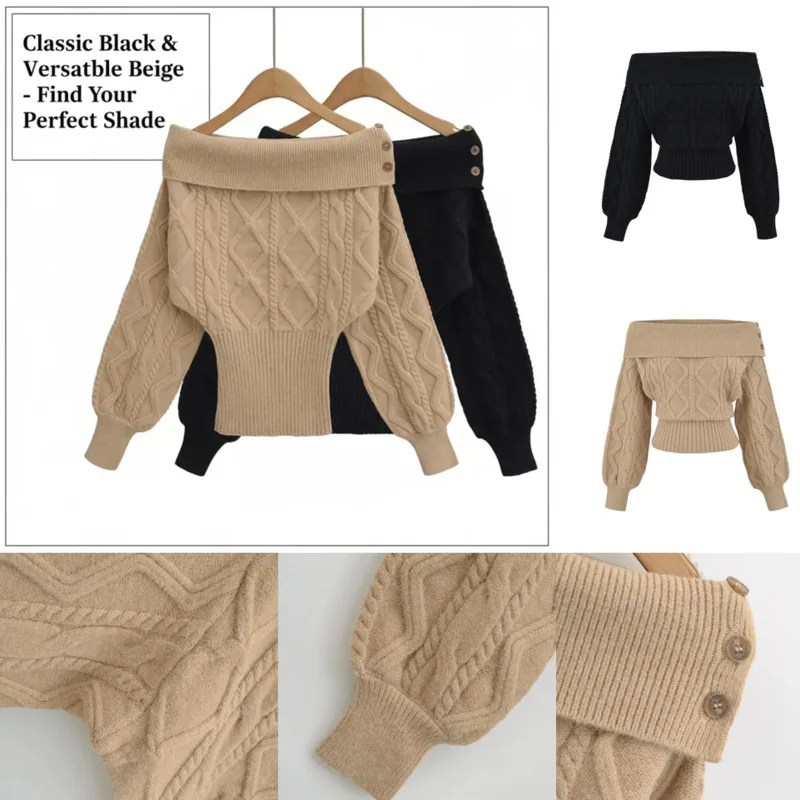 

Корейский шикарный свитер с открытыми плечами Y2K для девочек и женщин, осень-зима, ленивый вязаный свитер Y2K на талии, элегантный пуловер с открытыми плечами, новый топ