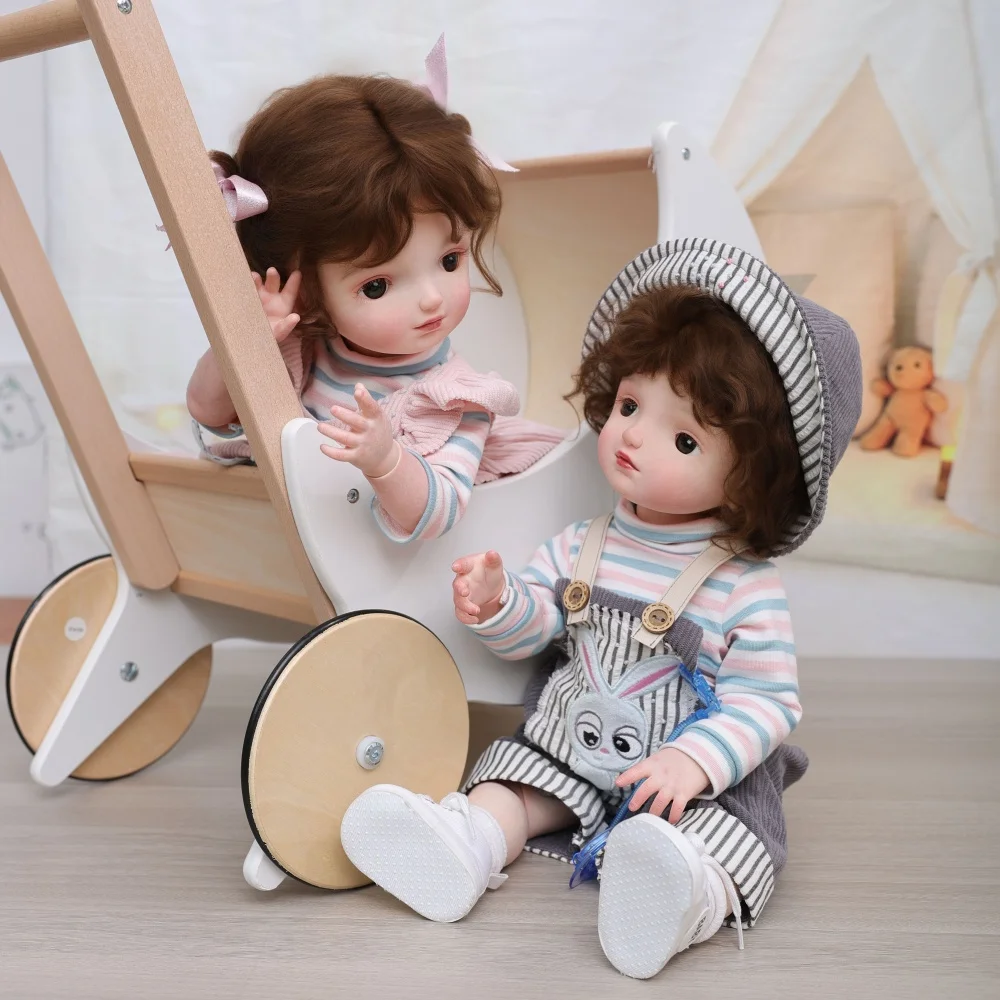 

Cloveray 20 inch Kawaii Full Body Vinyl Twins BJD Doll Super Sweet Korean Style Spherical Joint BJD Doll Collecting Artwork Gift