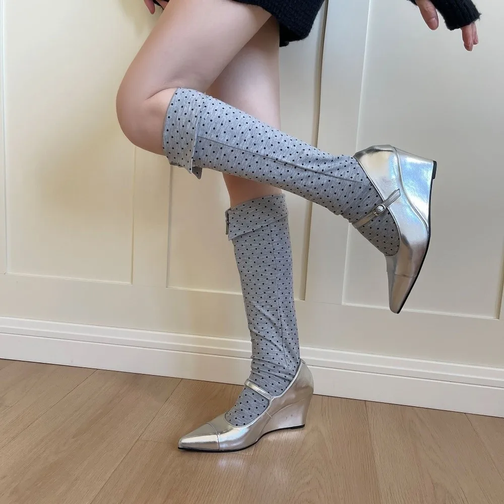Unique Button Flip Collar Socks Lapel Novelty Polka Dot Socks Creative Solid Color Short Ankle Socks Female
