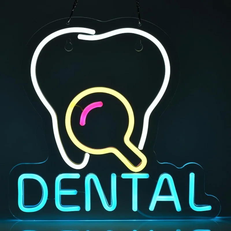 Imagem -02 - Dentes Neon Luzes Decorativas para Escritório Odontológico Sinais Led Reguláveis Sinais de Néon Sorriso Wall Art xm