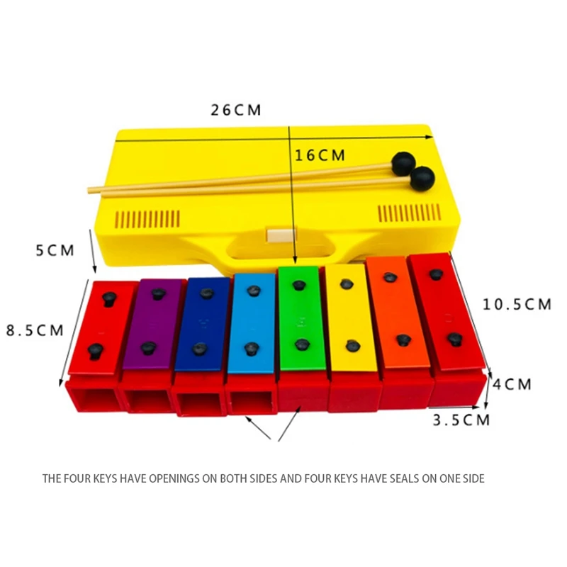 8 Notes Chromatic Xylophone Glockenspiel Resonator Bells With Yellow Case