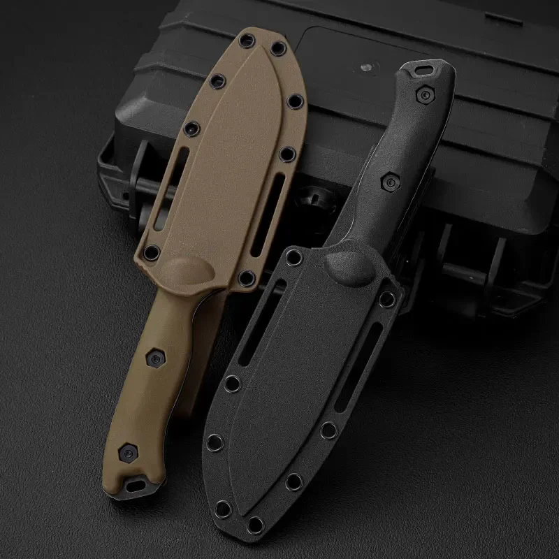 Nuevo cuchillo recto para acampar al aire libre, cuchillo de autodefensa, montañismo de supervivencia, cuchillo de exploración, EDC, con funda K