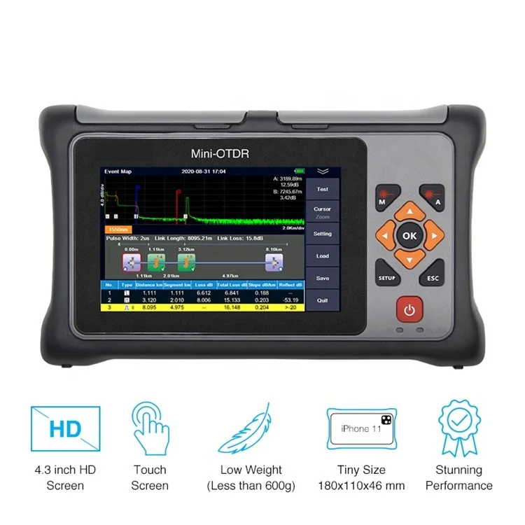 Smart Mini FTTH OTDR Active Fiber Optic Tester 850/1300/1310/1550/1625/1650nm 100km Multimode Live test Pon Otdr APC or UPC 20-4