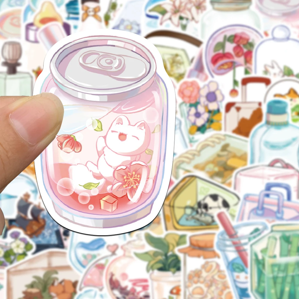 

10/30/50pcs Transparent Drink and Animal Aesthetic Cartoon Stickers DIY Luggage Guitar Phone Car Cute Waterproof Sticker Kid Toy