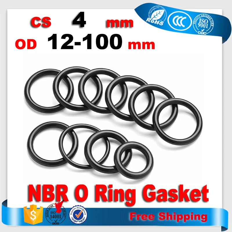 CS 4mm NBR O Ring Set Gaskets Seal Nitrile Rubber Bands High Pressure O-Rings Repair Kit Sealing Elastic Band O Rubber Rings