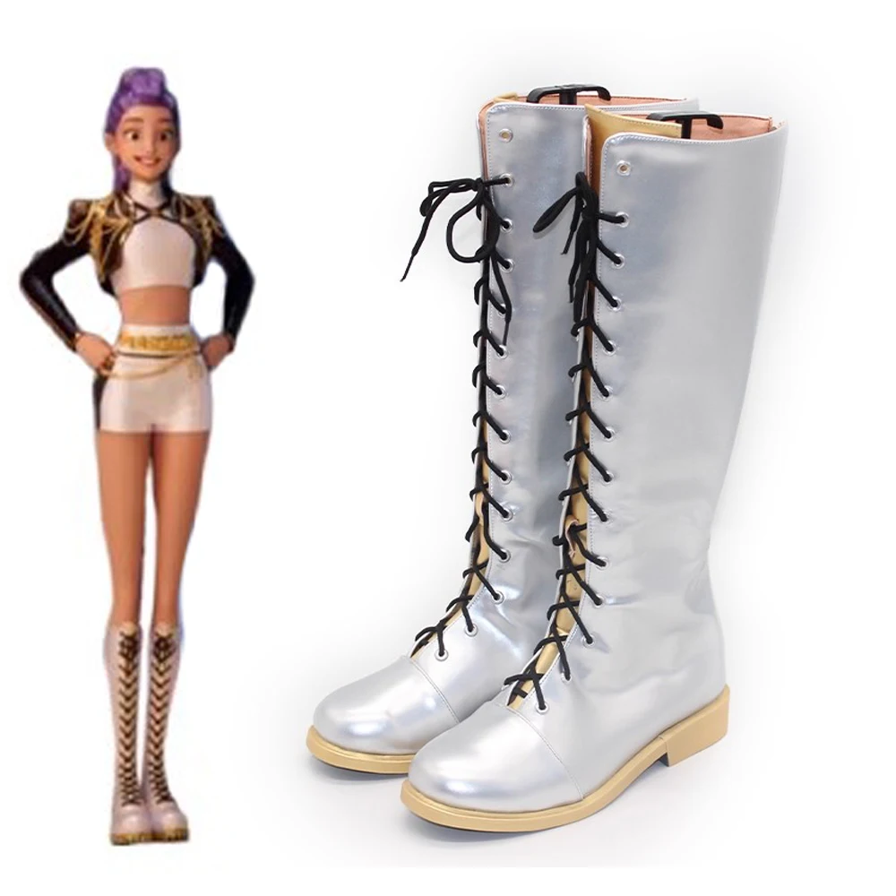 

Игра KPop Охотники на демонов Руми Обувь для косплея Золотисто-черный цвет Длинные сапоги Huntrix Хэллоуин Ролевые игры Реквизит для выступлений на сцене