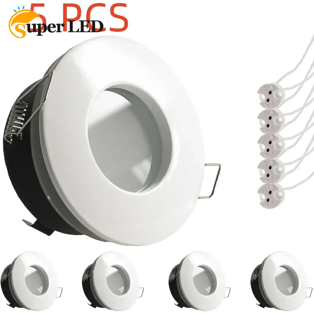 

5PCS Round Replaceable Lamp Holder Embedded with MR16 Bulb Holder Luminaires White/Black LED Ceiling Spotlight Frame